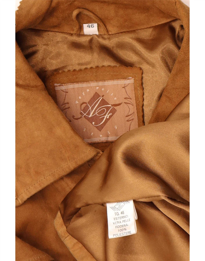 Vintage Dame Oversized Ruskindsjakke IT 46 Large Beige Læder