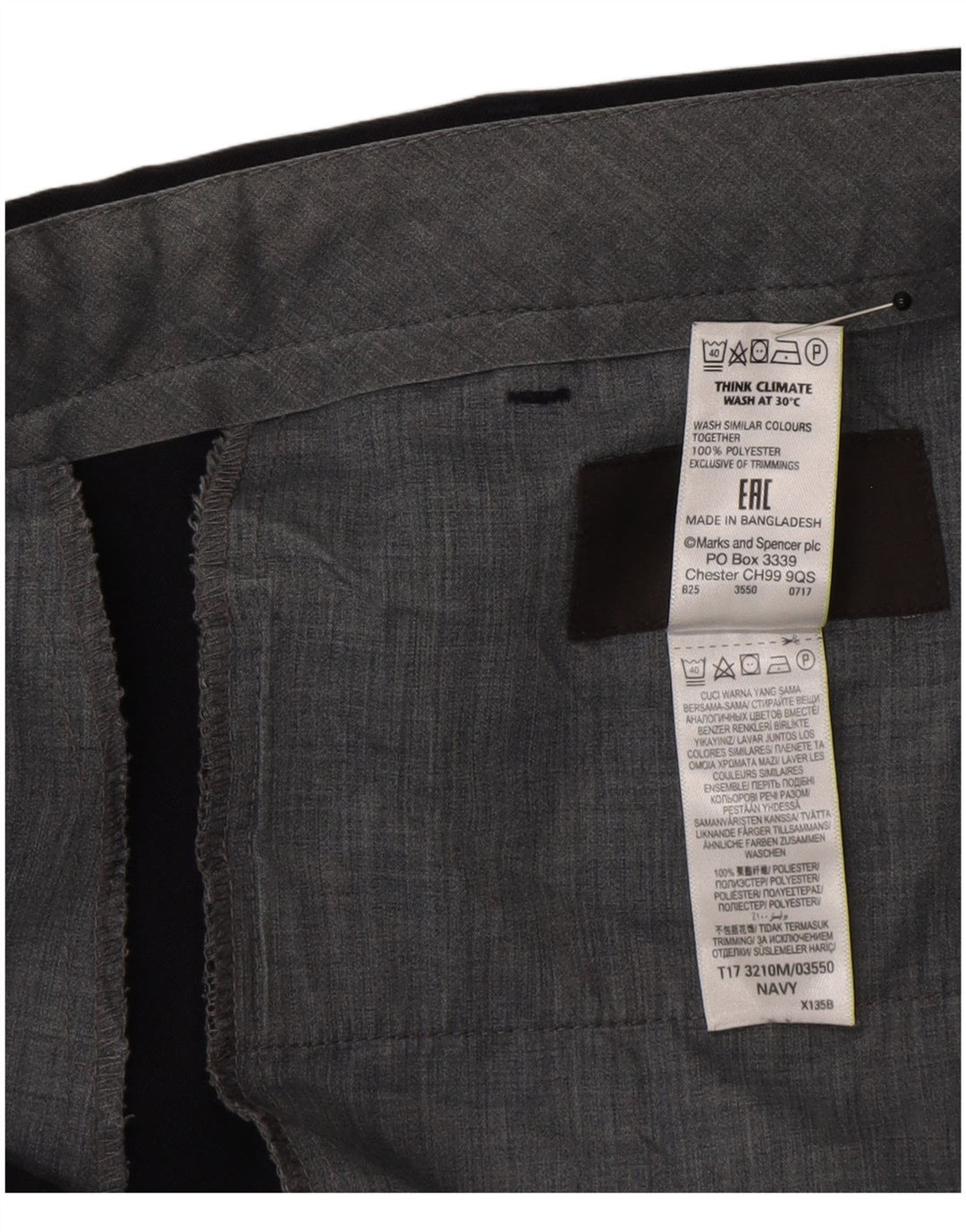Marks & Spencer Herre Straight Regular Suit Bukser W40 L33 Navy Blue