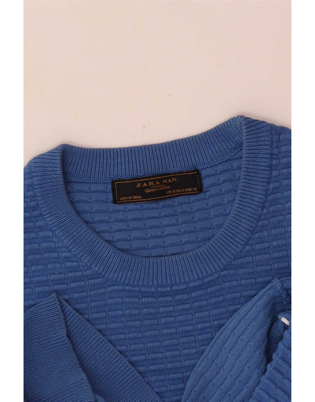 Zara Herre sweater med rund hals, lille blå