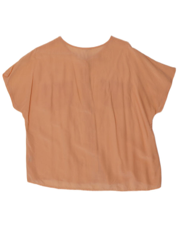 Vintage kvinders kortærmet skjortebluse UK 18 XL Pink Silke