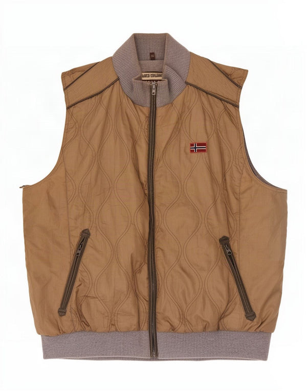 Napapijri Herre Quiltet Gilet UK 46 3XL Beige Colourblock Polyester