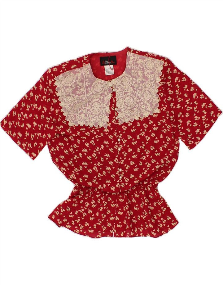 VINTAGE Womens Abstract Pattern Shirt Blouse US 4 Small Red Polyester Vintage Vintage and Second-Hand Vintage from Messina Hembry 