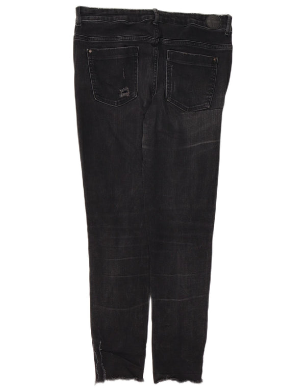 Zara Dame Distressed Skinny Jeans EU 40 Medium W30 L26 Sort Bomuld