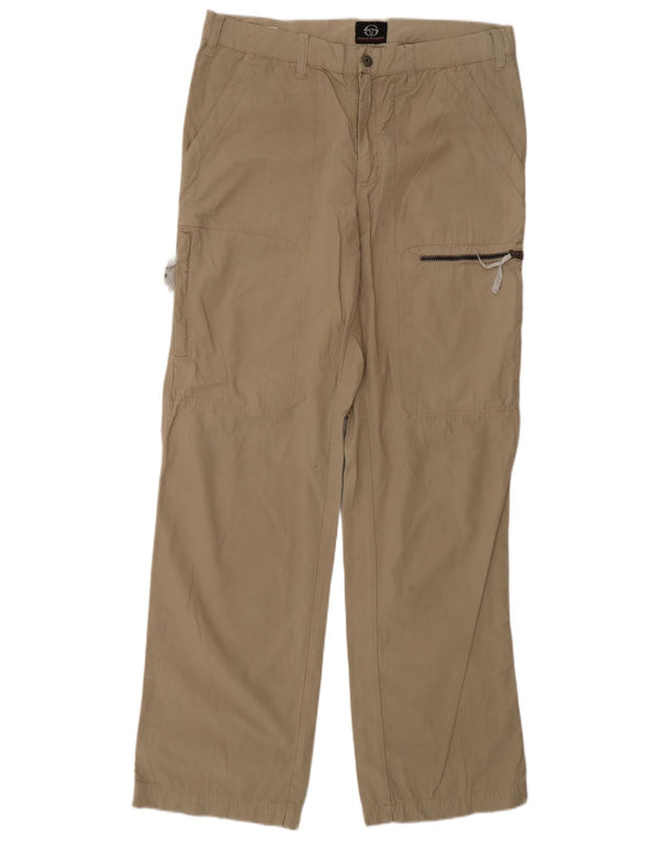 Sergio Tacchini Straight Cargo Bukser til mænd IT 52 XL W36 L34 Beige Bomuld