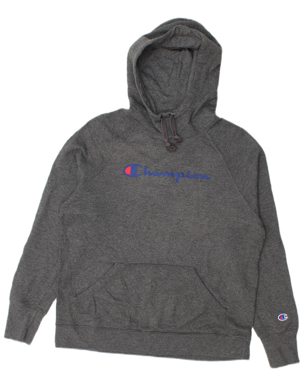 Champion Graphic Hoodie Jumper UK 14 Medium Grey Flecked