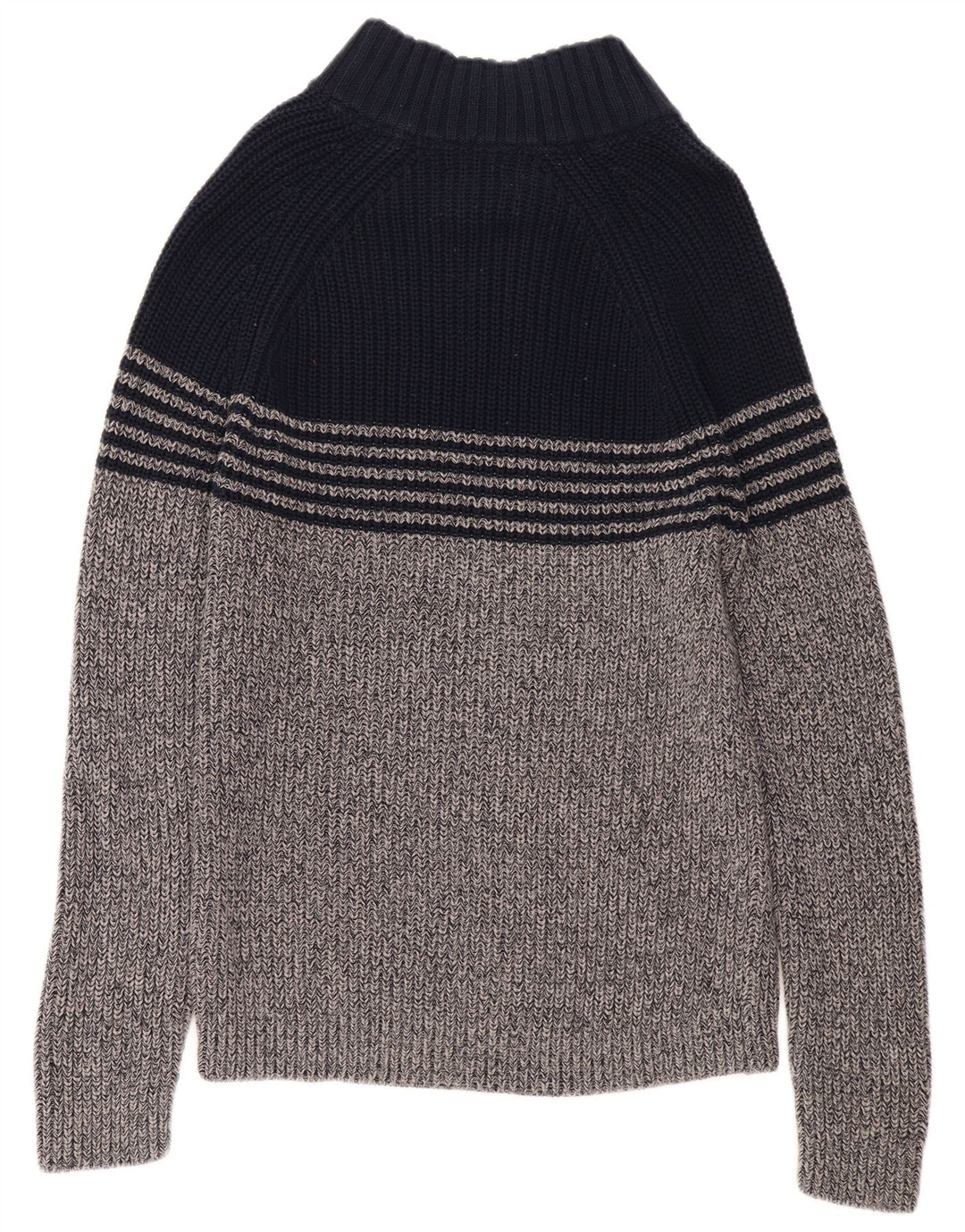 WHITE STUFF Dame Button Neck Jumper Sweater UK 16 Large Grey Colourblock