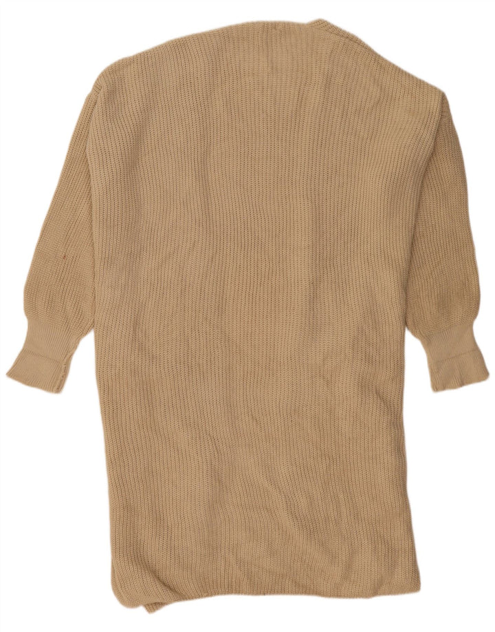 Topshop Dame Oversized Longline Open Cardigan Sweater UK 14 Medium Beige