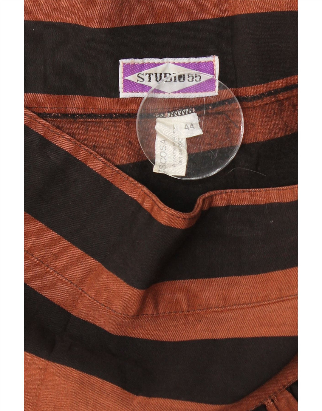 VINTAGE Mini plisseret nederdel til kvinder IT 44 Medium W28 Brun stribet viskose