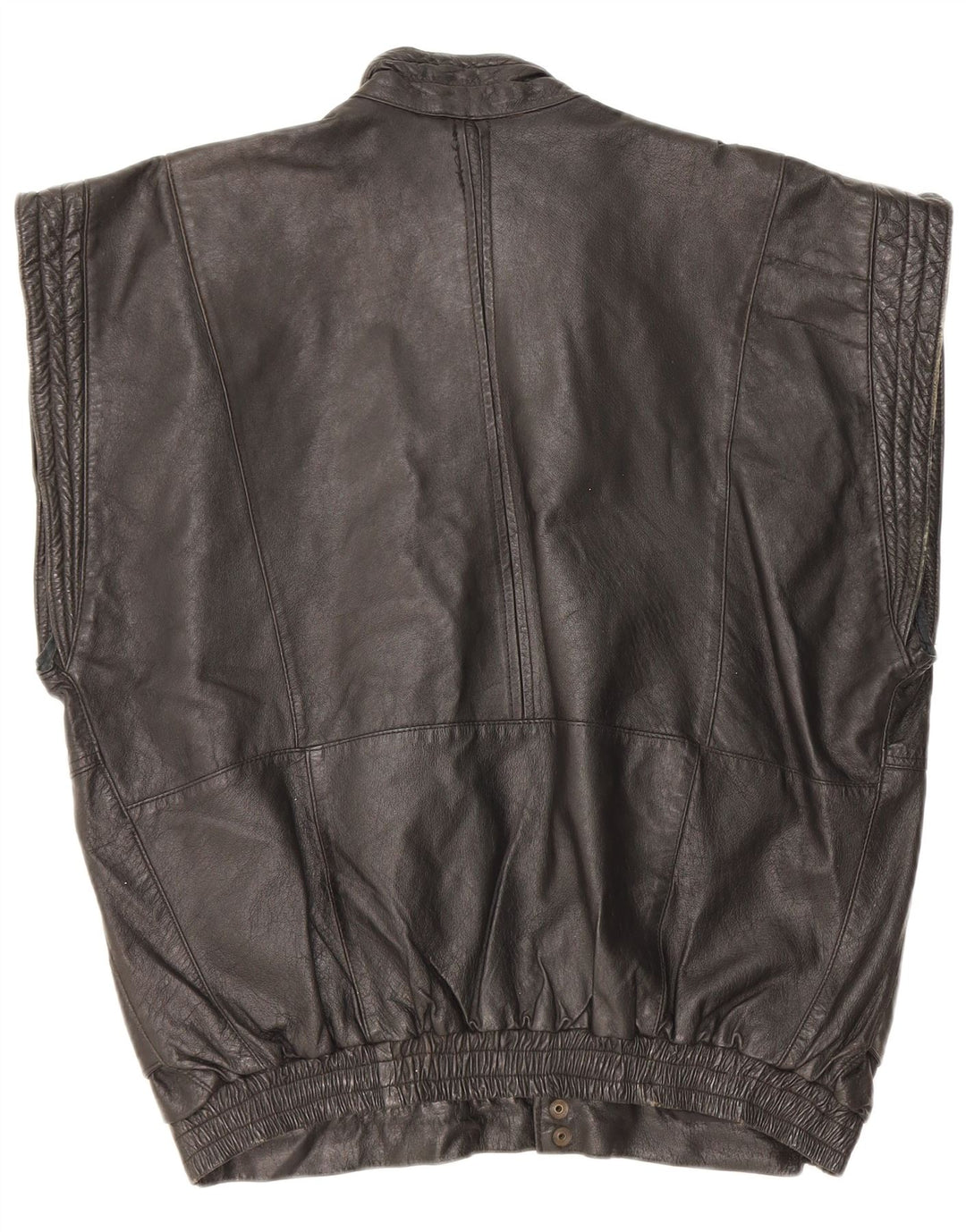 Vintage Herre Læder Gilet UK 40 Stor Sort Læder