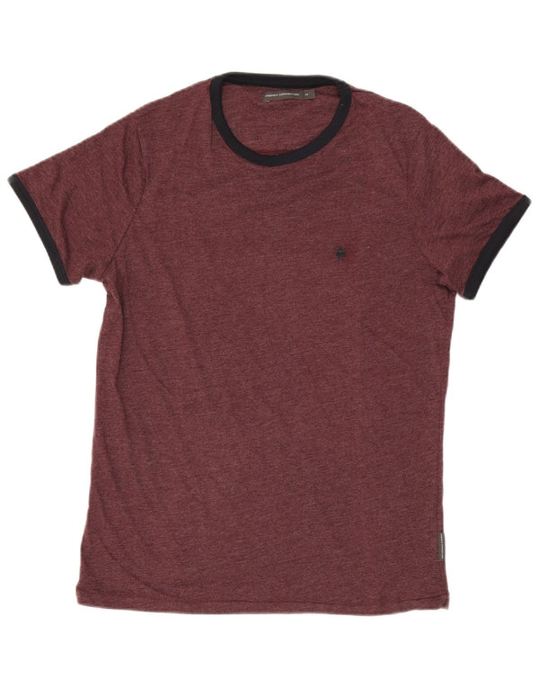 French Connection Mens T-Shirt Top Medium Burgundy Cotton