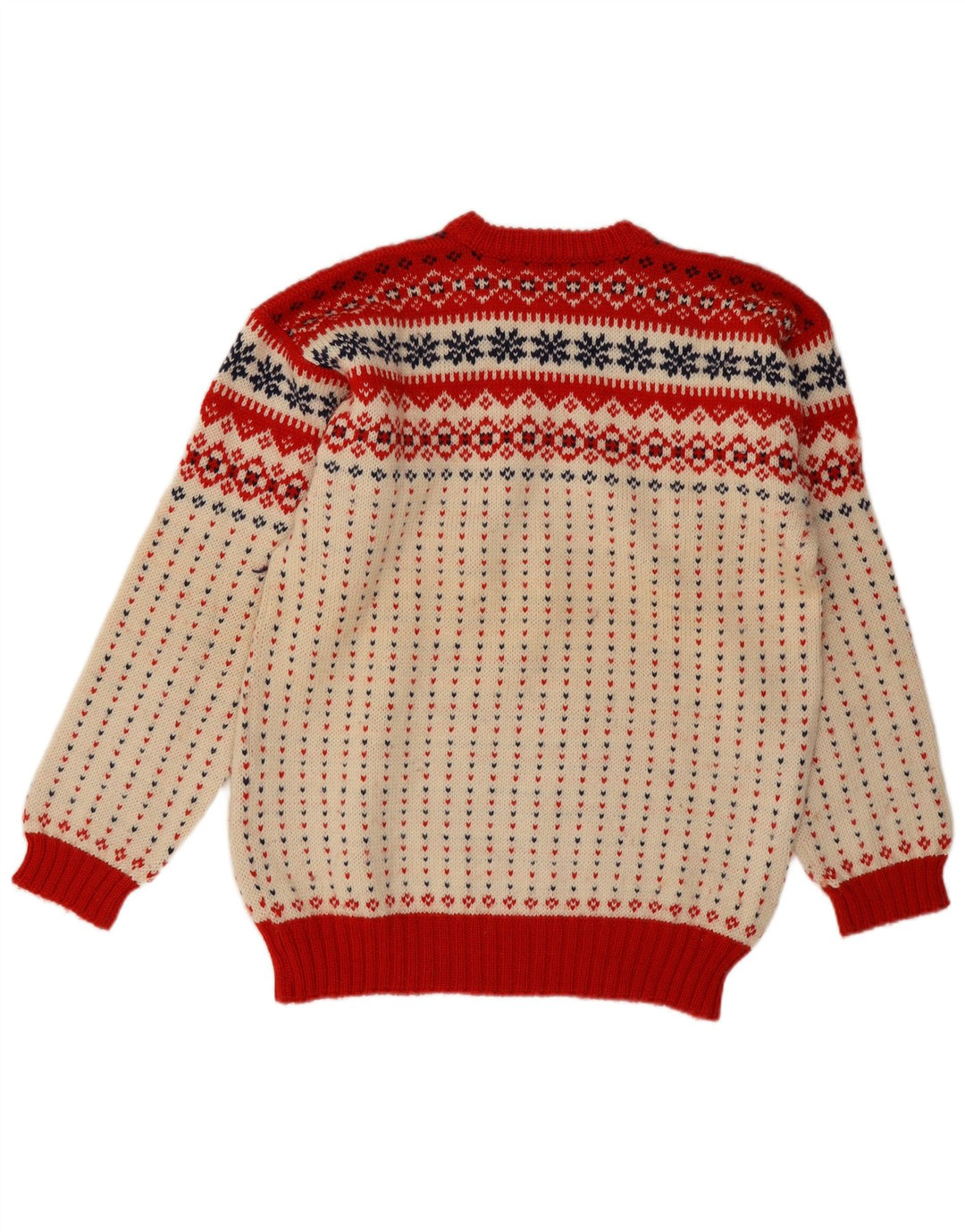 Janus Herre Crew Neck Jumper Sweater IT 52 Large Off White Fair Isle Wool