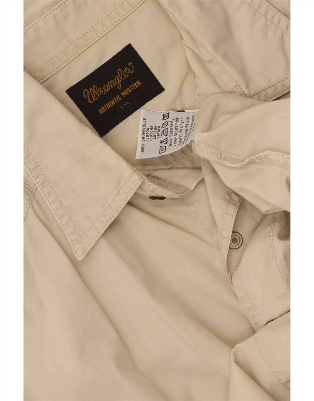 Wrangler kortærmet herreskjorte 2XL beige bomuld