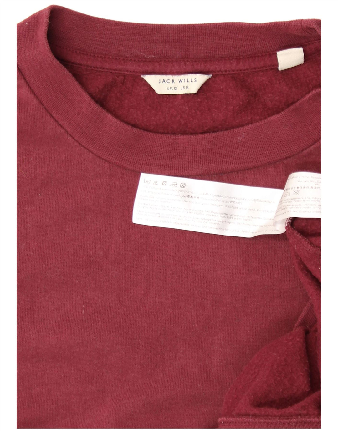 JACK WILLS Womens Sweatshirt Jumper UK 12 Medium Burgundy Cotton