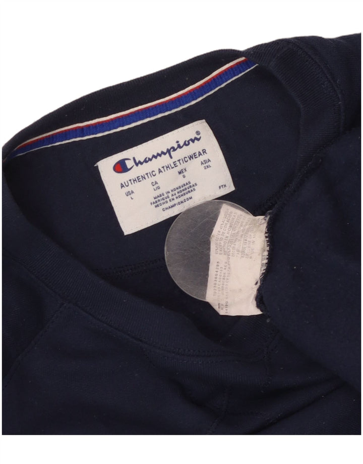 Champion Herre Grafisk Sweatshirt Jumper Large Navy Blue Polyester