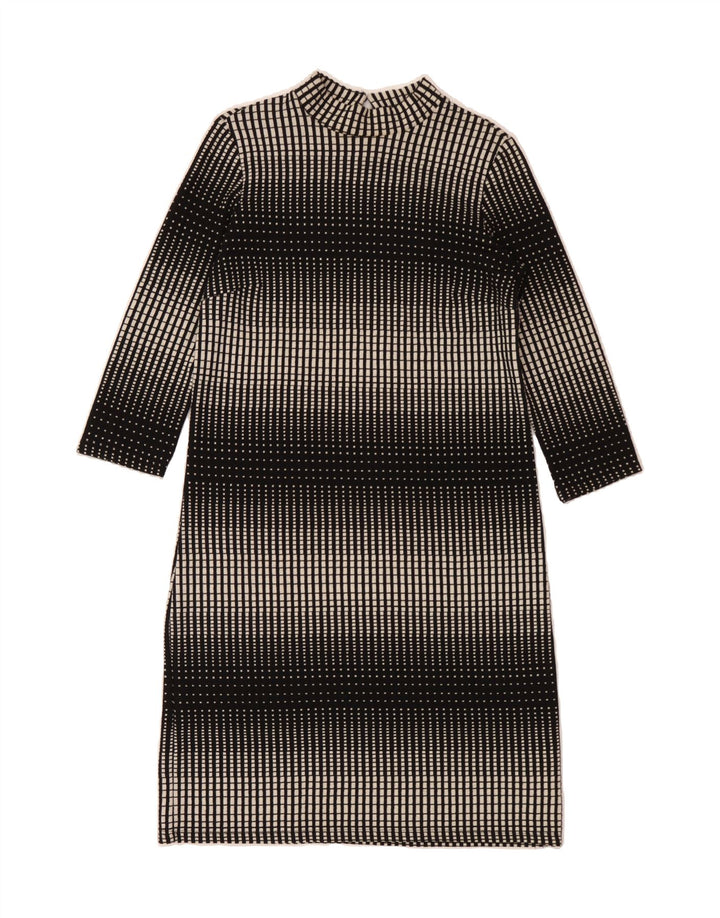 VINTAGE Womens 3/4 Sleeve Shift Dress IT 42 Medium Black Check Polyester Vintage Vintage and Second-Hand Vintage from Messina Hembry 