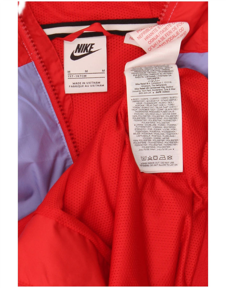 Nike Regnjakke med hætte til drenge 10-11 år Medium Rød Colourblock Polyester