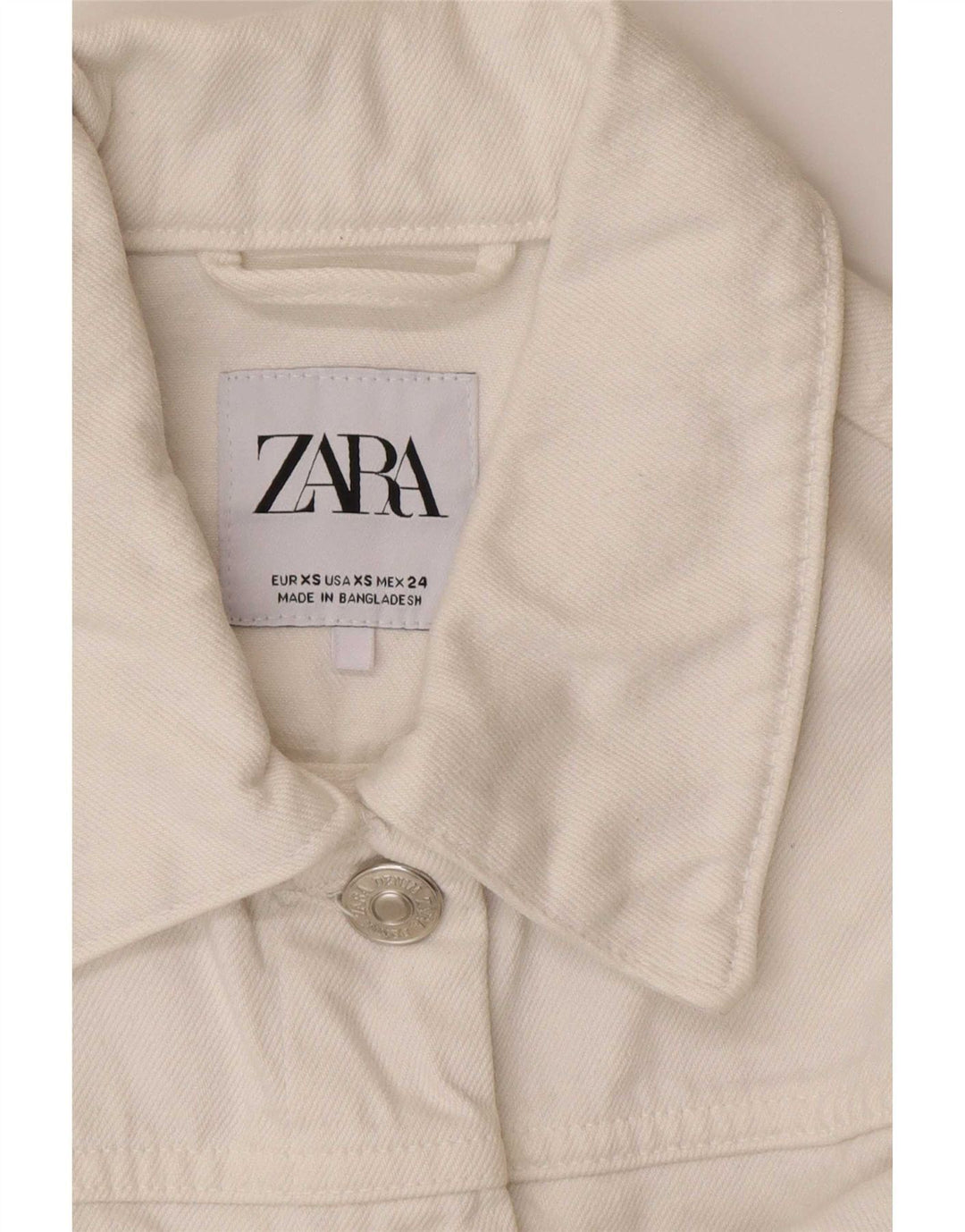 Zara Womens Crop Oversized denimjakke UK 6 XS Hvid Bomuld
