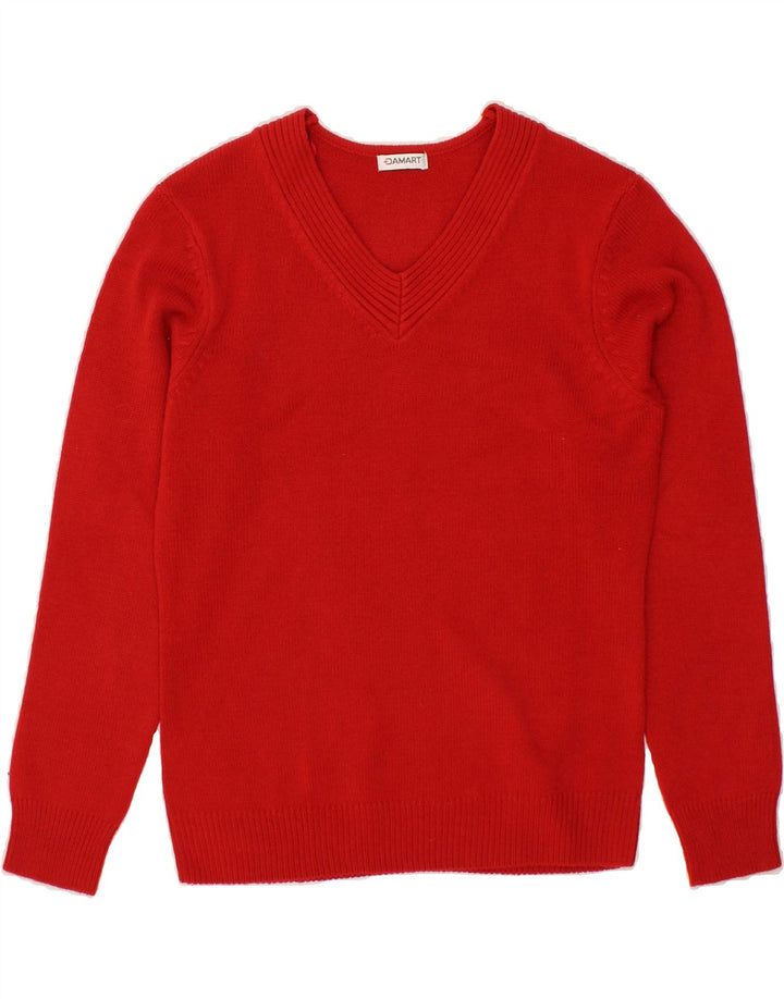 DAMART Womens V-Neck Jumper Sweater UK 10/12 Medium Red Acrylic Vintage Damart and Second-Hand Damart from Messina Hembry 