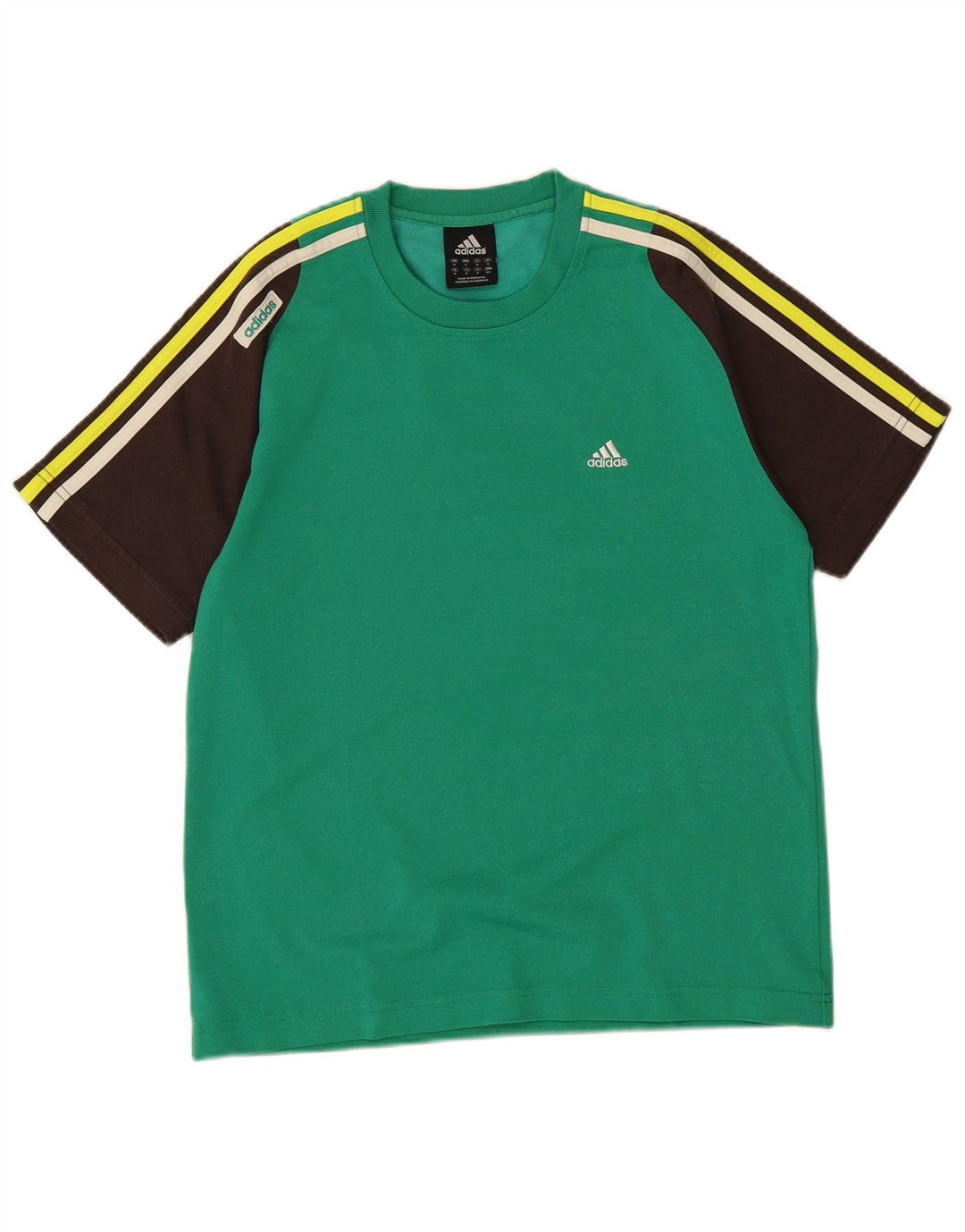 Adidas Herre T-Shirt Top Medium Grøn Colourblock Bomuld