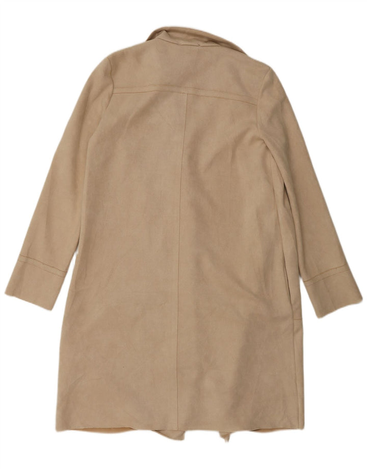 Zara Womens Open Oversized Overfrakke UK 10 Small Beige Polyester