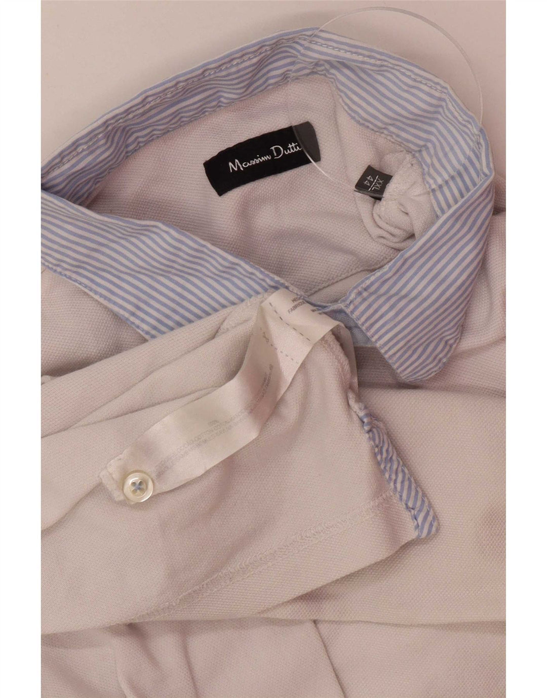 Massimo Dutti Herre Polo Shirt 2XL Hvid Bomuld