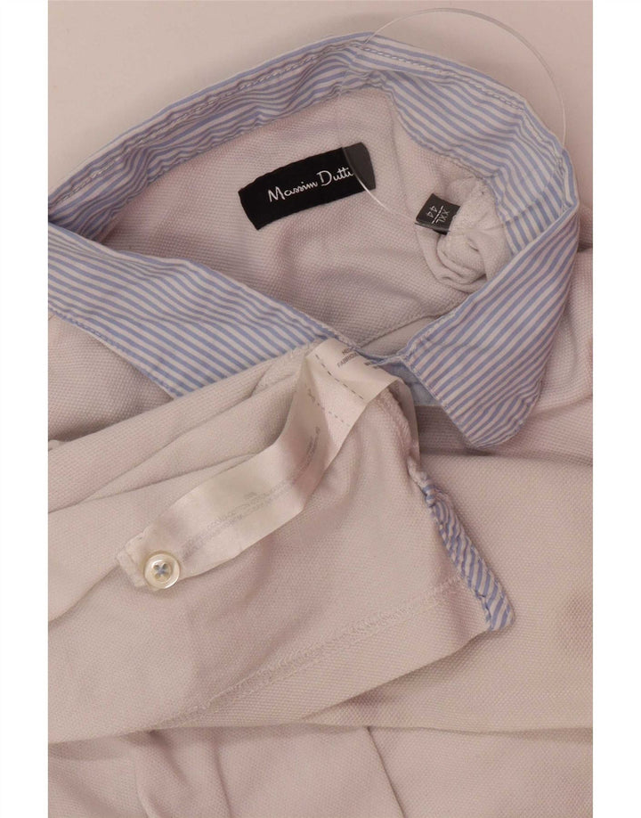 Massimo Dutti Herre Polo Shirt 2XL Hvid Bomuld