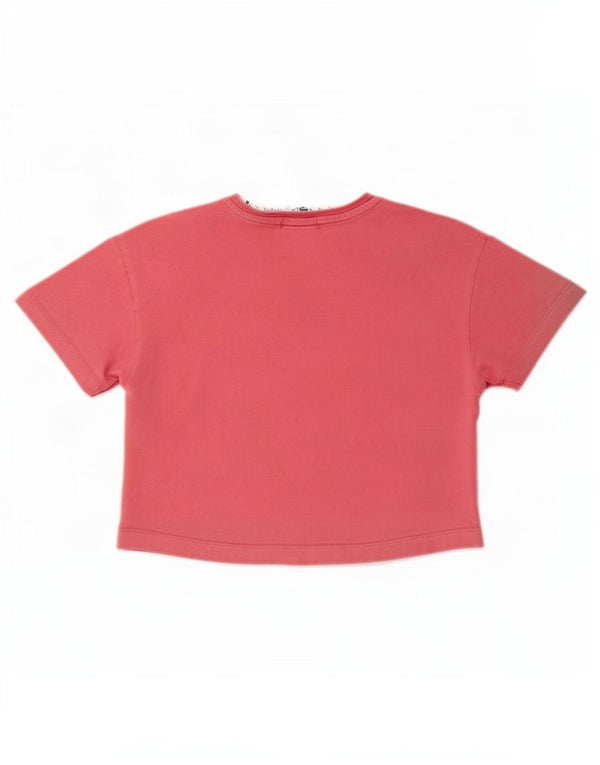 Adidas Dame Crop Grafisk T-Shirt Top UK 8 Small Pink Colourblock Bomuld