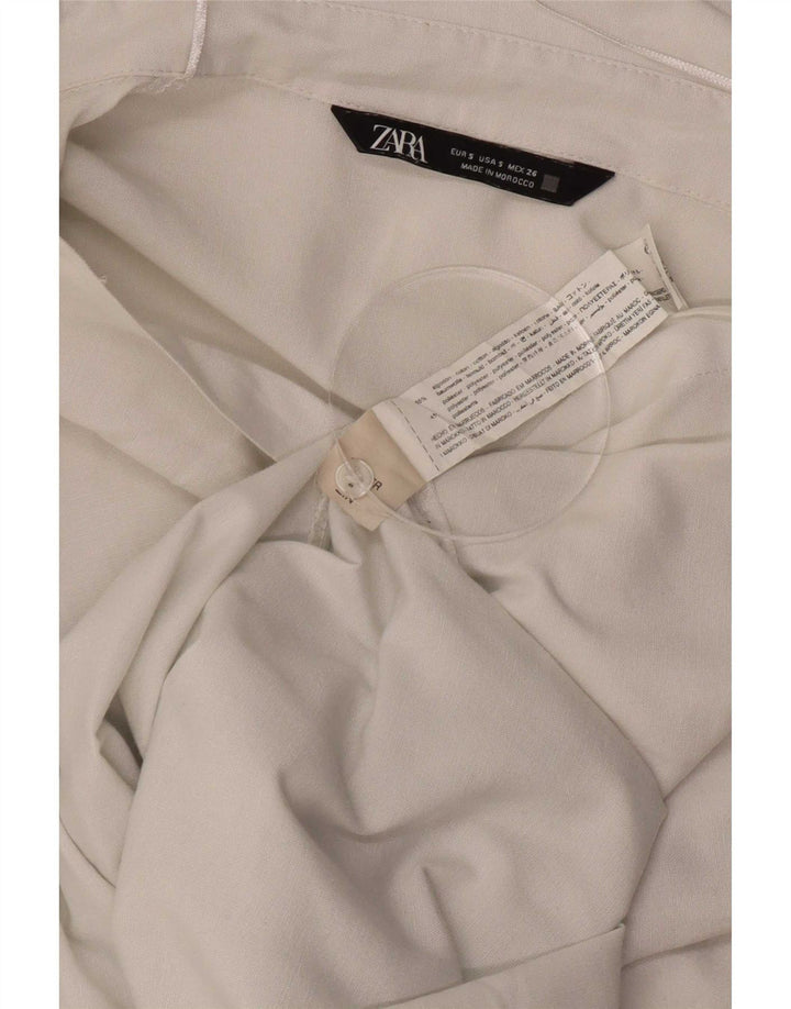 Zara Dame Oversized Skjorte UK 10 Small White Bomuld