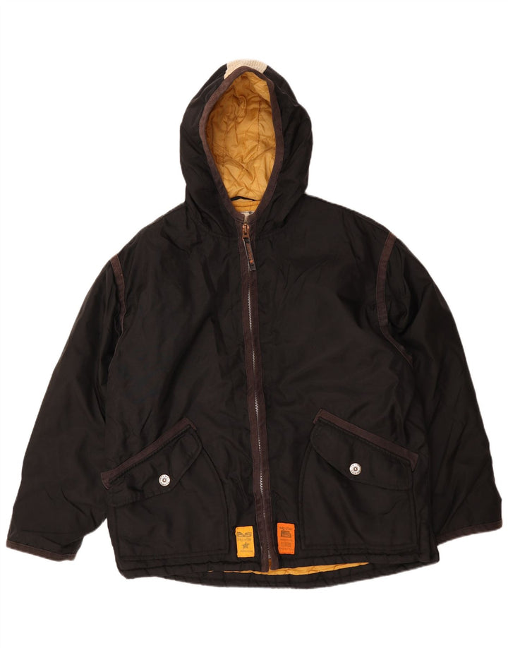 Big Star Herre Hooded Windbreaker Jacket UK 40 Large Black Nylon
