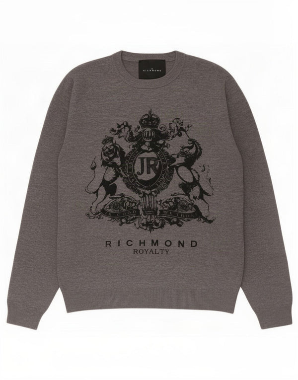 Richmond Herre grafisk bådhals sweater XS grå uld