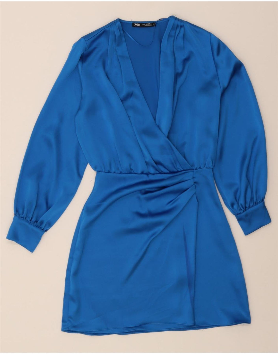 ZARA Womens Long Sleeve A-Line Dress UK 6 XS Blue Polyester Vintage Zara and Second-Hand Zara from Messina Hembry 