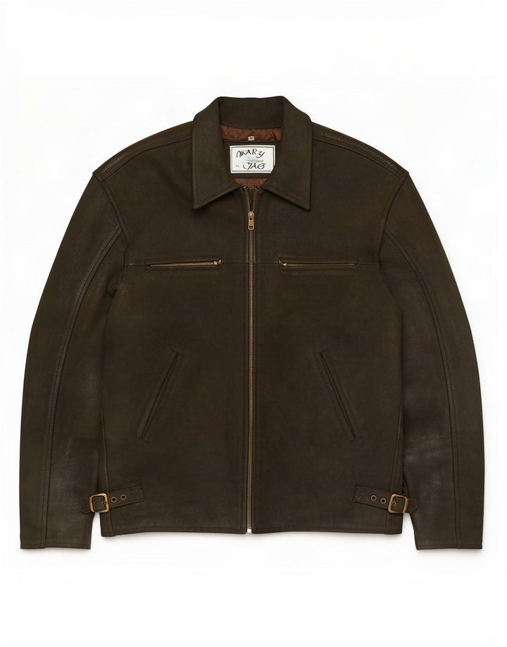 Vintage herre læderjakke UK 38 Medium Khaki
