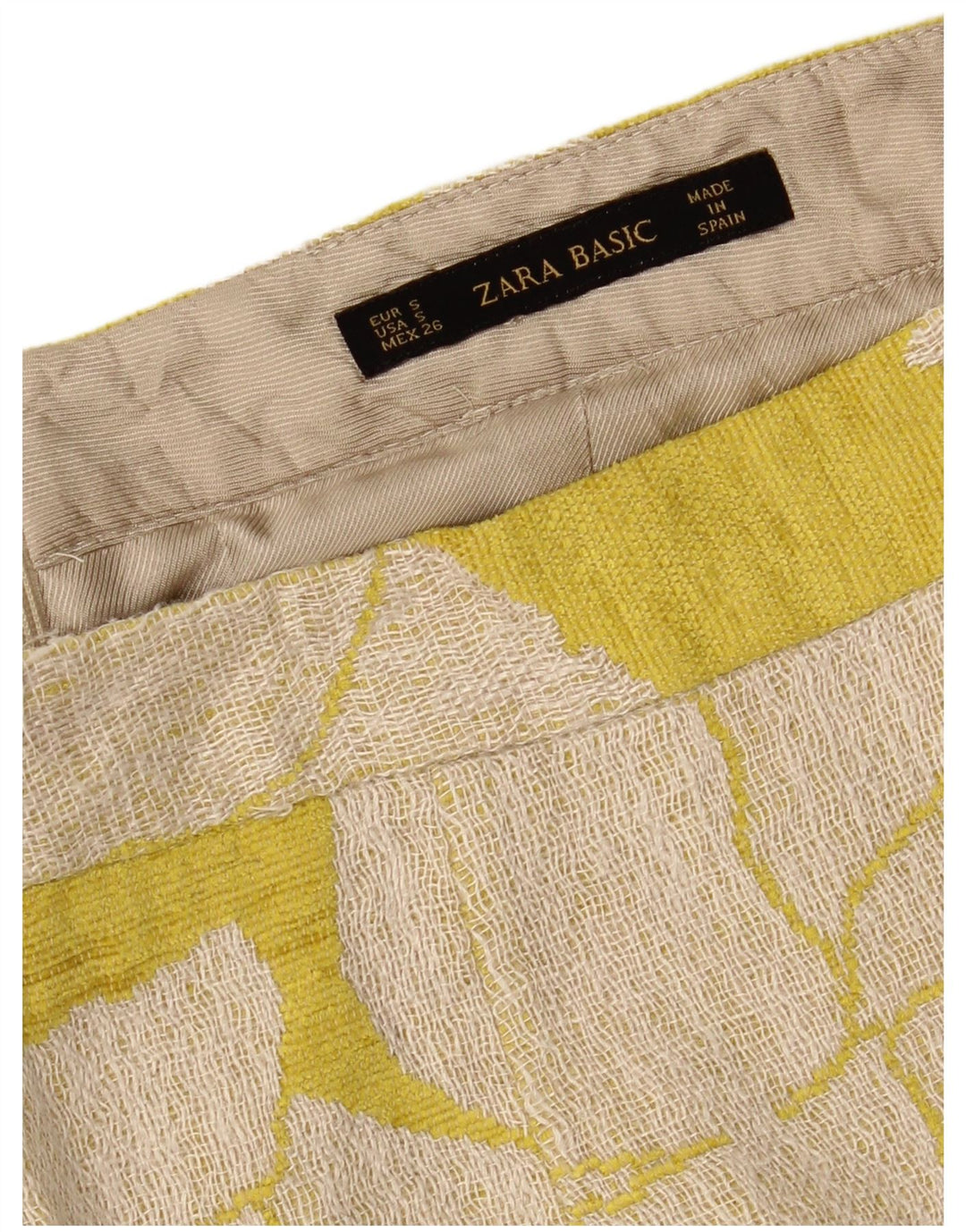 ZARA Womens Mini Skirt Small W26  Yellow Floral Linen