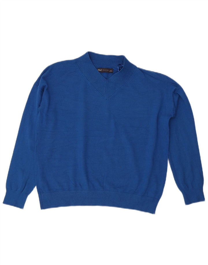 Marks & Spencer Womens Crop V-hals sweater UK 10 Small Blue