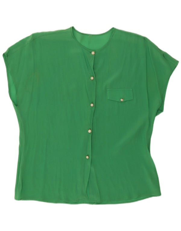 Vintage Womens See Through Loose Fit Shirt Blouse UK 14 Medium Green