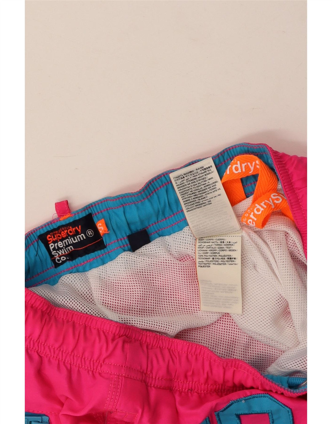 SUPERDRY Grafiske svømmeshorts til kvinder UK 10 Small Pink Polyester