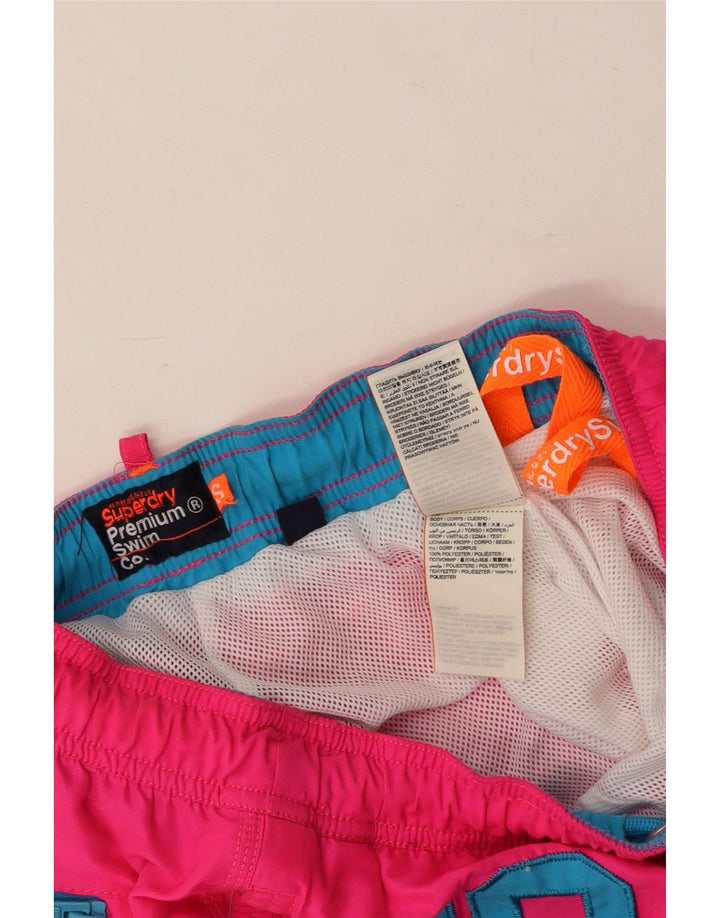 SUPERDRY Grafiske svømmeshorts til kvinder UK 10 Small Pink Polyester