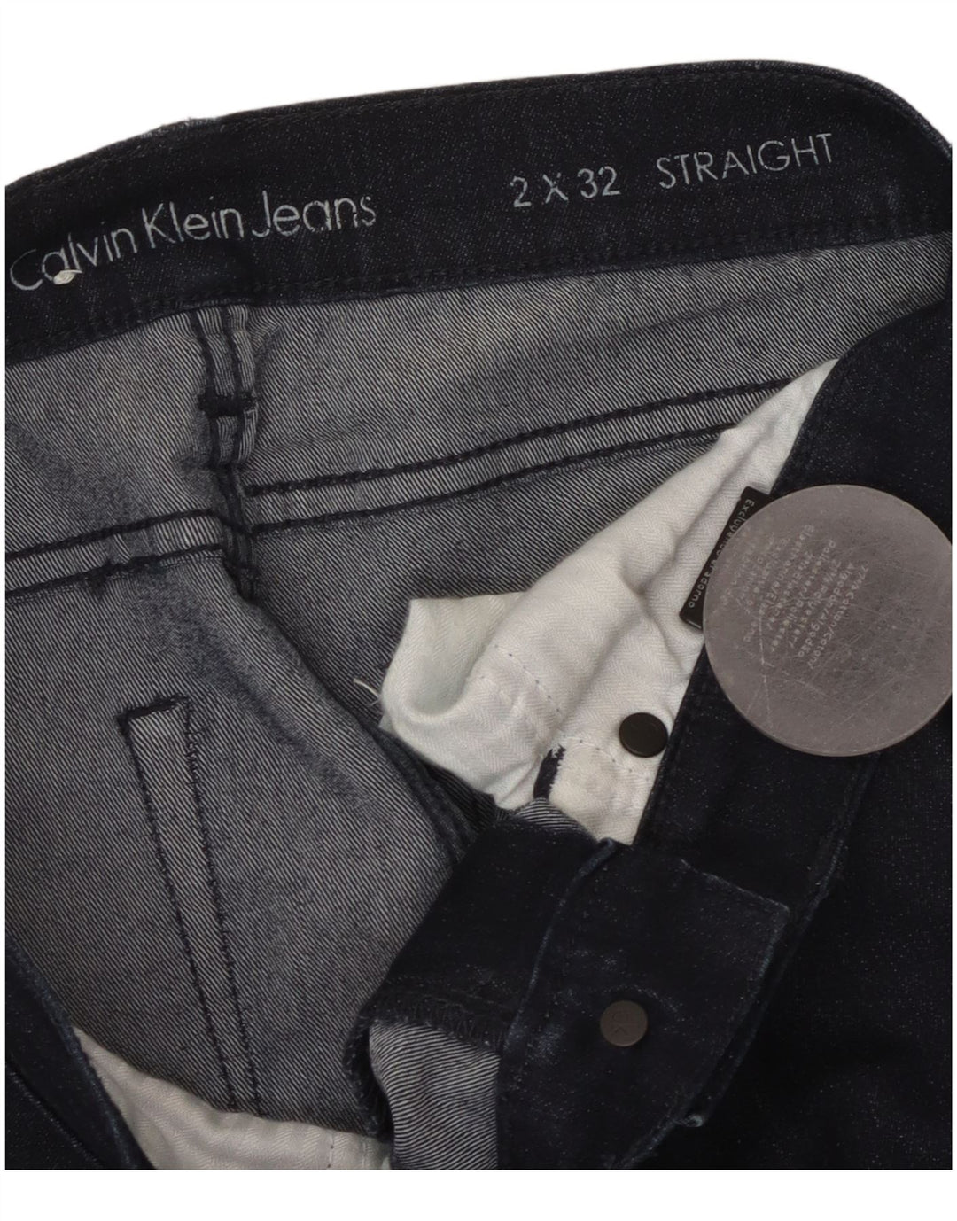 Calvin Klein Dame Straight Jeans W32 L27 Marineblå Bomuld