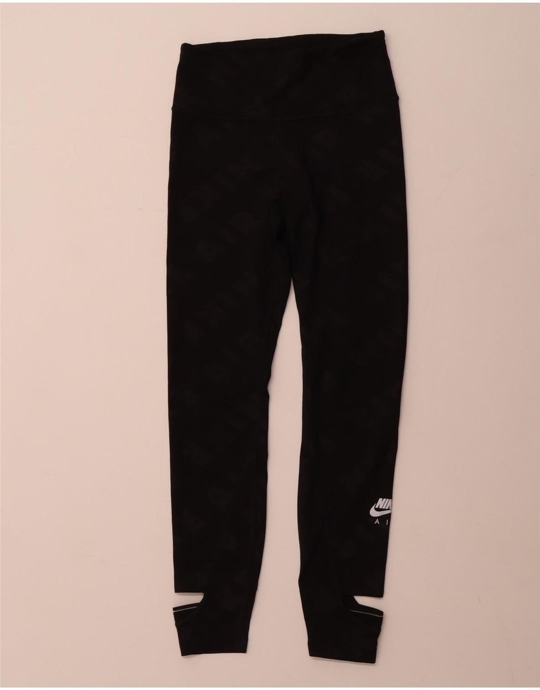 NIKE Dame Dri Fit Leggings UK 4 XS Sort Colourblock Polyester