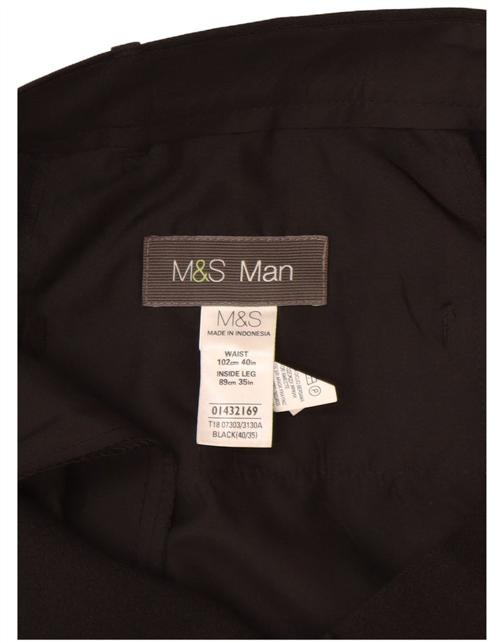 Marks & Spencer Straight Chino-bukser til mænd W40 L35 Sort polyester