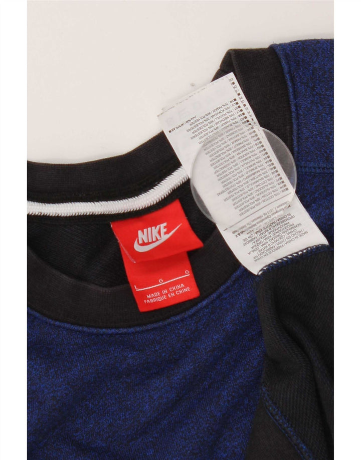 Nike Sweatshirt til mænd, stor blå farveblok bomuld