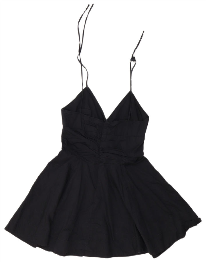 Zara Dame Ærmeløs Tunika Top UK 8 Small Navy Blue Bomuld