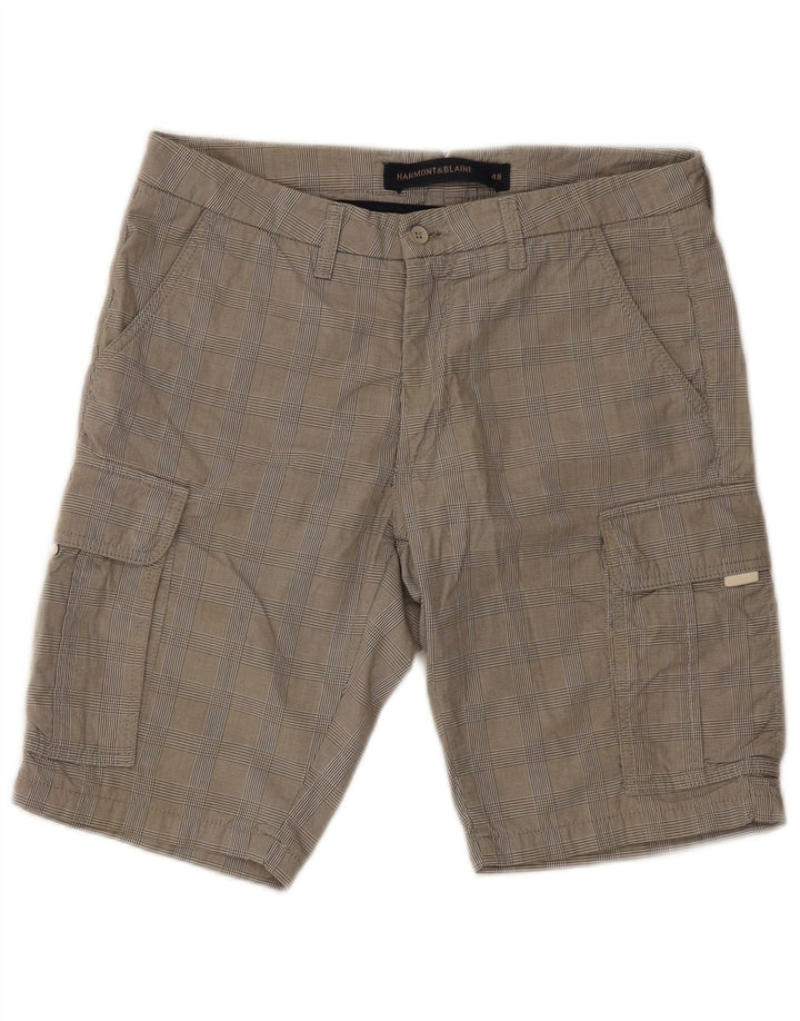 Harmont & Blaine Herre Cargo Shorts IT 48 Medium W30 Grå ternet bomuld