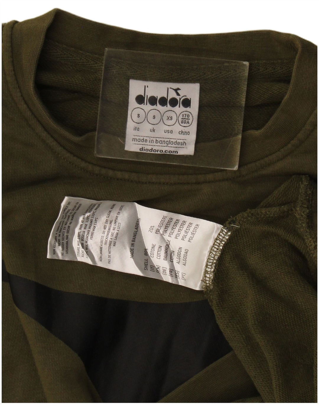 Diadora Herre Grafisk Sweatshirt Jumper Small Khaki Bomuld