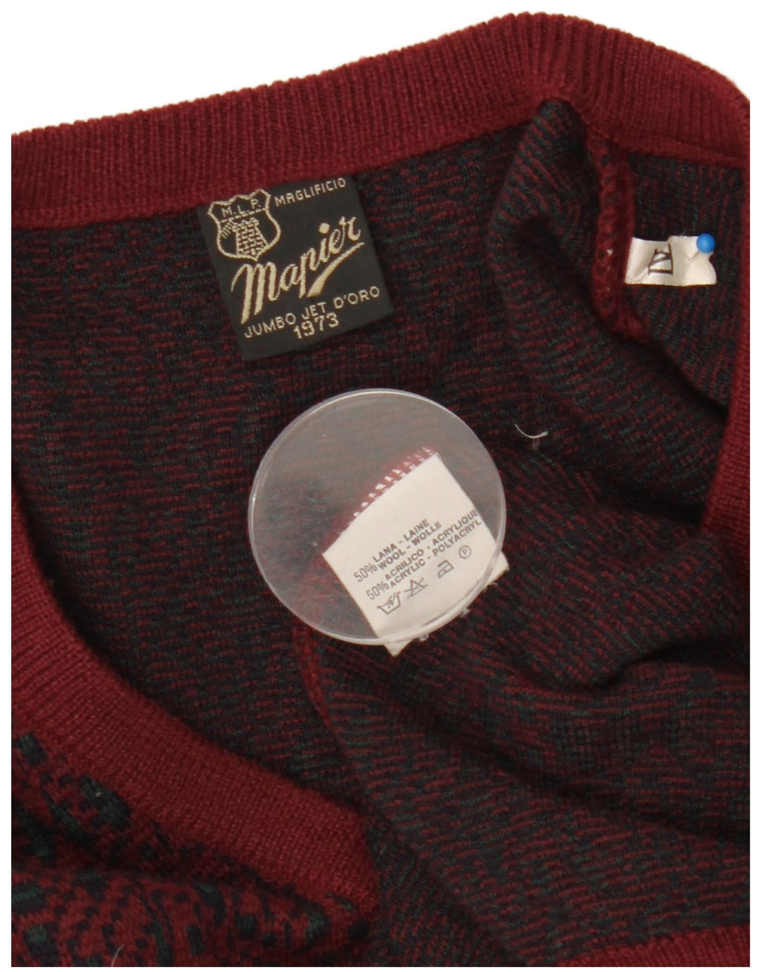 Mapier Herre V-hals sweater Medium Burgundy Fair Isle Wool