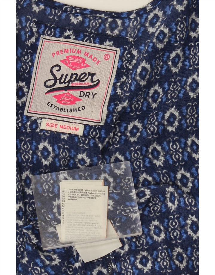 SUPERDRY Dame 3/4 ærmet Longline cardigan top UK 14 Medium Blue Paisley