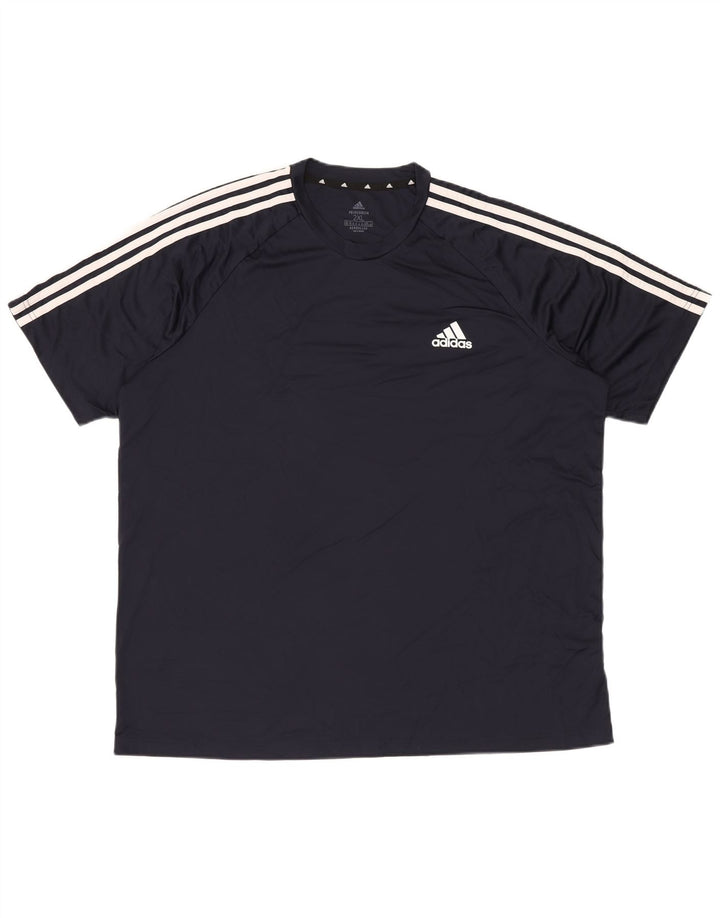 Adidas Herre Aeroready T-Shirt Top 2XL Navy Blue Polyester
