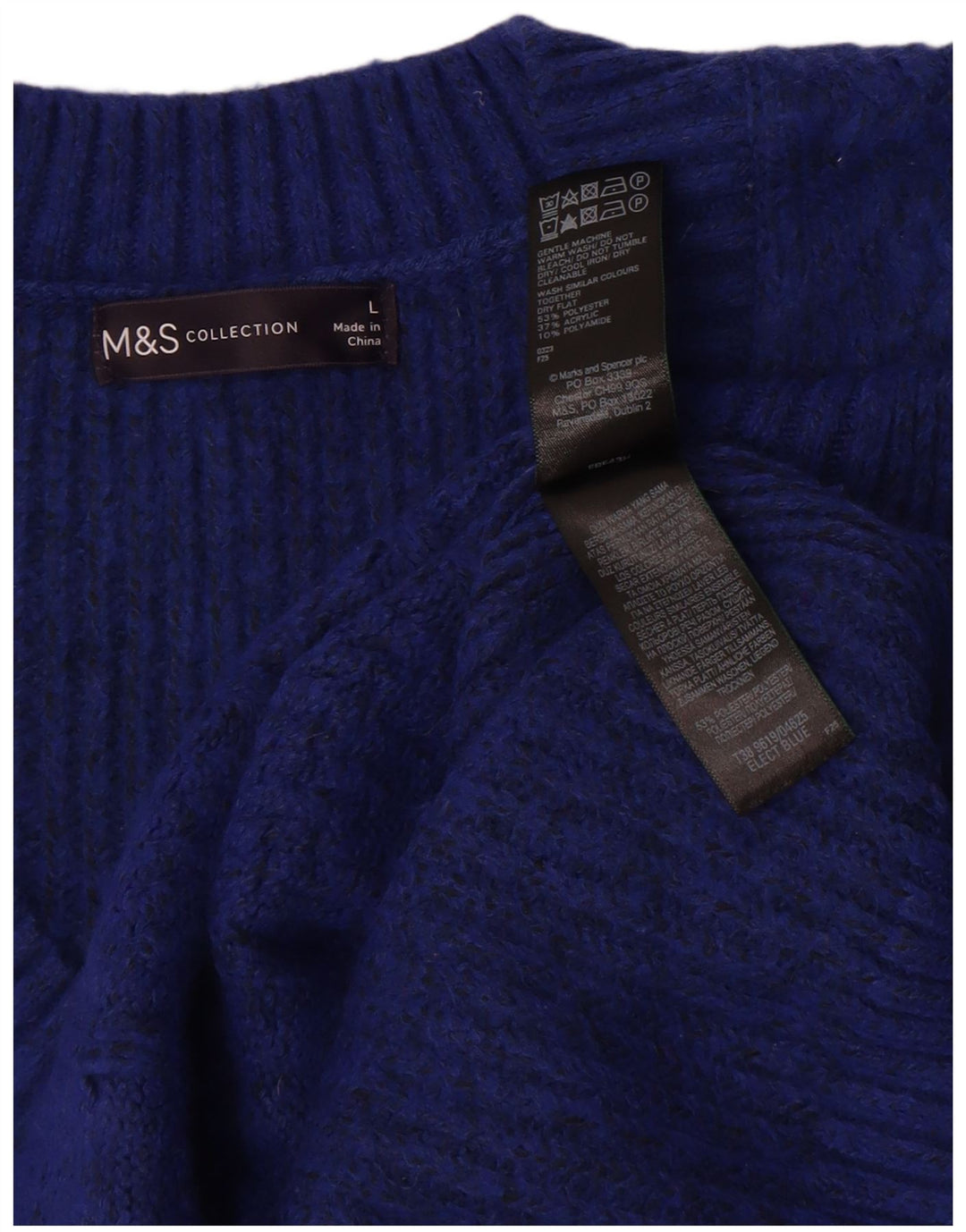 Marks & Spencer Dame Vest Tank Top UK 16 Large Blue Polyester