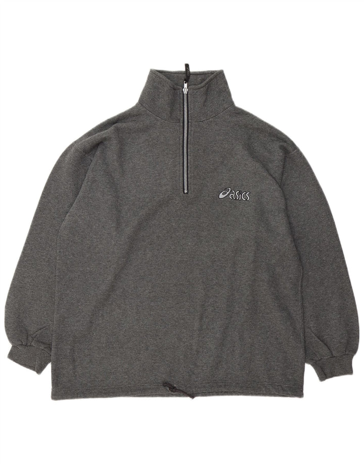 Asics Sweatshirt med lynlås til mænd mellem grå bomuld