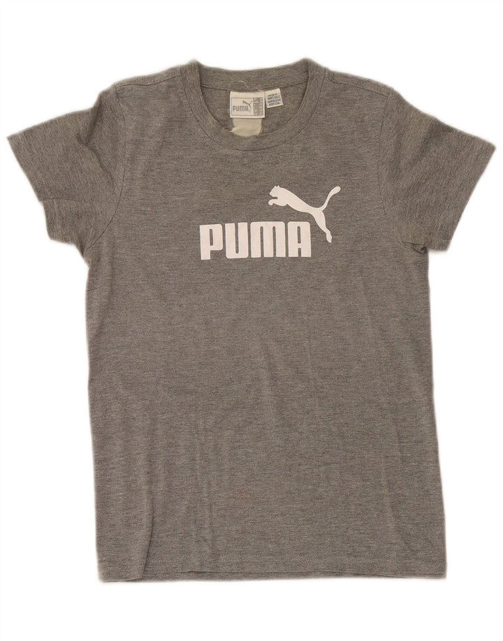 Puma grafisk T-shirt top til kvinder UK 12 mellemgrå flækket